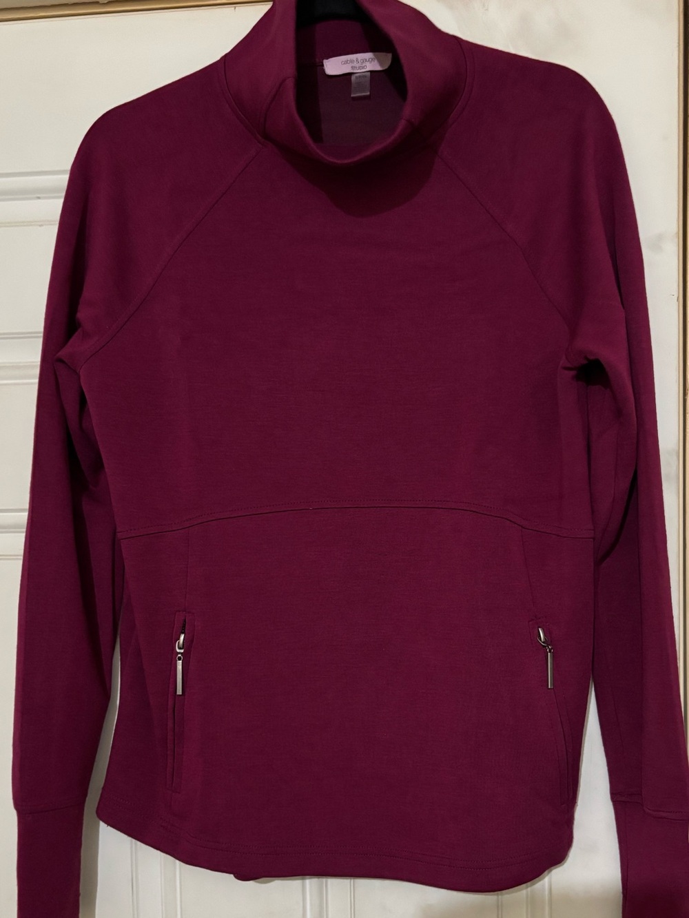 Cable & Gauge Burgundy Funnel Neck Pullover Sweater